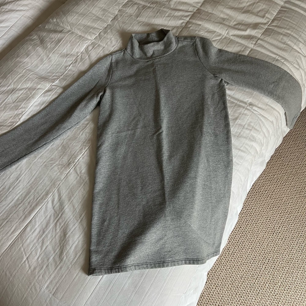 Gray Turtleneck Sweater Dress